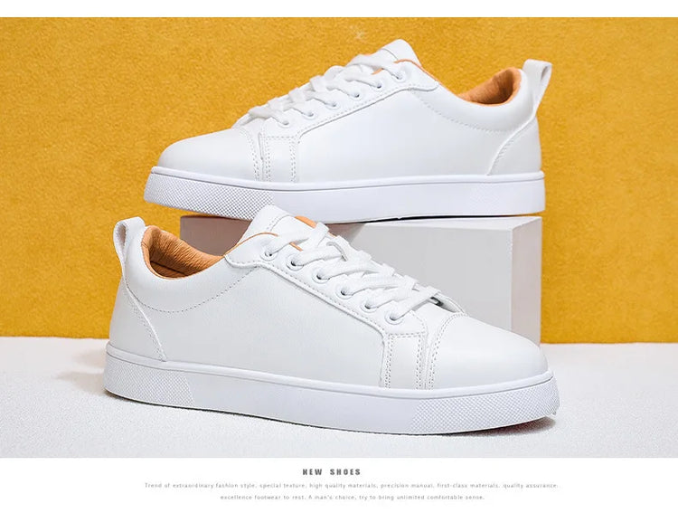 Men's High-End Casual Red Sole Board Oes Waterproof Sports Commuter Busin White Oes Simple Design Versatile Briti Sle