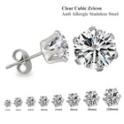 LUXUSTEEL 10 paia/set 3-10mm Orecchini in cristallo bianco trasparente per donna uomo Acciaio inossidabile Zircone CZ Piercing all'orecchio all'ingrosso platinumshop
