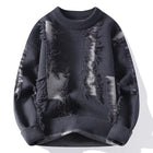 Ripped Sweater Men's Loose Crew Neck Knit Bottom Shirt Handsome Autumn Clothes on The Fashion  Sweater Pullover Sweater