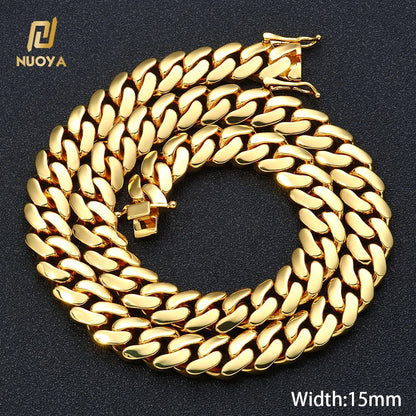 ESKEEM All'ingrosso 10/12/15/22mm 14K/18K Placcato Oro Pesante Miami Collana a Catena a Maglia Cubana per Gli Uomini Hip Hop Gioielli Catene Cubane