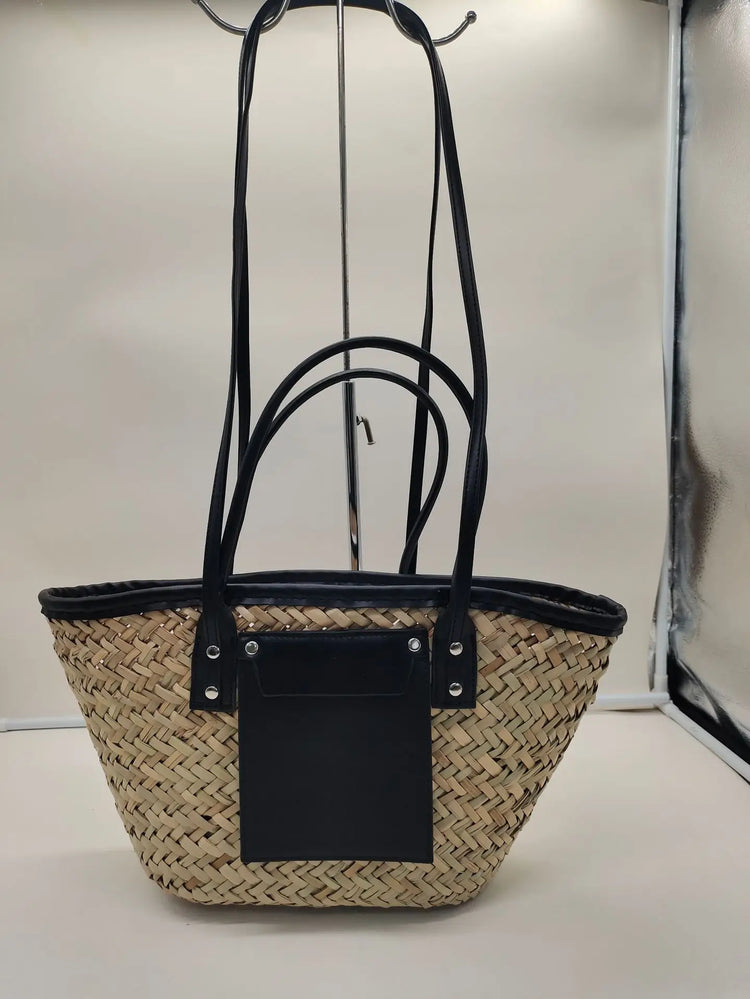 Borsa estiva in paglia intrecciata 2025 Nuove borse da spiaggia per le vacanze in tessuto Lettera personalizzabile Borsa a tracolla di grande capacità Borse a mano da donna
