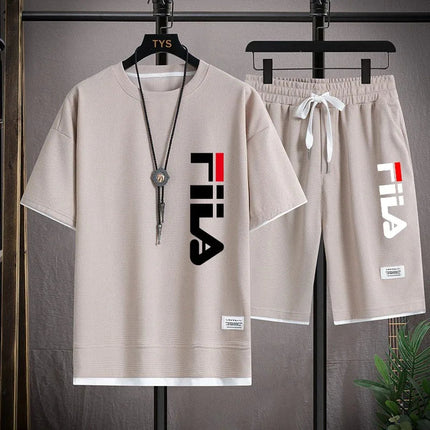 Completo Sportivo Estivo da Uomo 2026: T-shirt e Pantaloncini Casual in Tessuto Waffle, Set Due Pezzi Moda a Maniche Corte, Completo Sportivo Ampio platinumshop