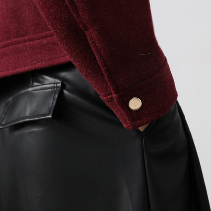 KONDALA Red Bordeaux Loose Jakcets Women Zipper Pockets Short Coats Fashion 2025 Autmn Elegant Bomer Jackets Elegant Outwears