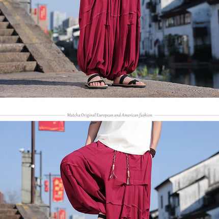 Pantaloni lanterna giapponese Pantaloni Harem casual larghi Pantaloni comodi e traspiranti in lino di seta ghiacciata Pantaloni larghi dalla vestibilità rilassata Taglie forti 5XL