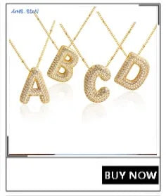 MHS.SUN Collana con iniziale a bolle di alta qualità Lettera AZ Colore argento Zircone 26 Ciondolo con palloncino iniziale per gioielli da donna