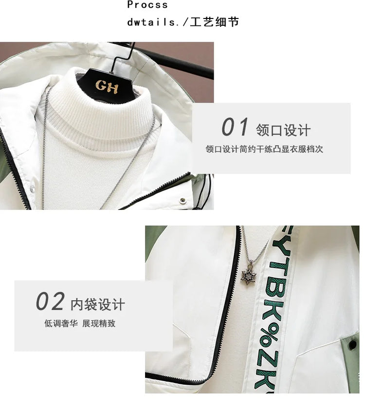 Winter Warm Hooded patchwork Jacket+Pant 2-piece Set Men Set Sports Suit Fleece Thickened Sportswear Casual Men Tracksuit