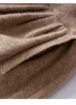 High quality Women's 100% Cashmere High Waisted Umbrella Skirt Autumn Winter Elastic Knitted Fabric Breathable Warm Soft Comfort PlatiNum