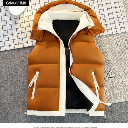 New Hooded Casual Men Waistcoat Comfortable Warm Zipper Male Sleeveless Jackets Solid Color Windproof Clothing for Men Spring