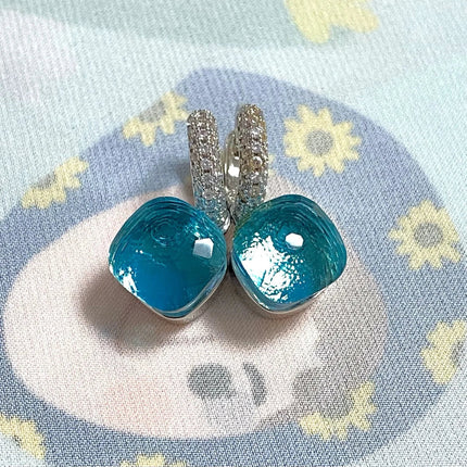 Classic Candy Color Earrings Inlay Transparent Zircon 27Colors Crystal Earrings Platinum Plated Fashion Jewelry For Women PlatiNum
