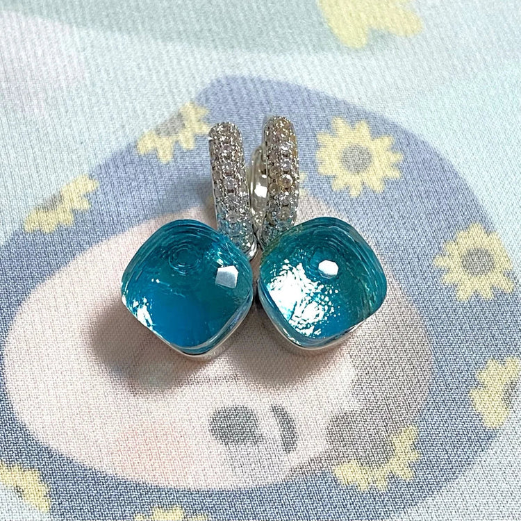 Classic Candy Color Earrings Inlay Transparent Zircon 27Colors Crystal Earrings Platinum Plated Fashion Jewelry For Women PlatiNum