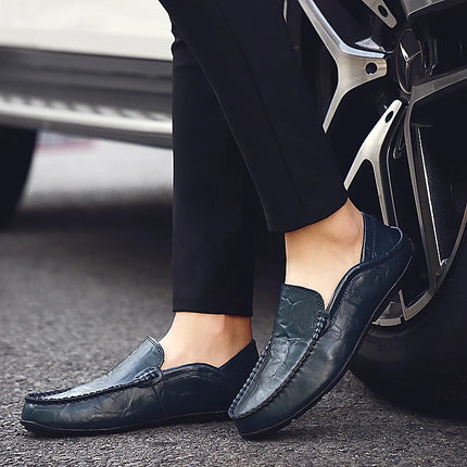Scarpe da uomo Casual Luxury Summer Casual Leather Shoes Soft Low Platform Outdoor Light traspirante antiscivolo scarpe da guida nere