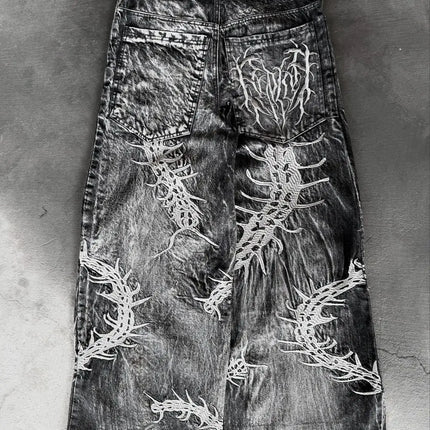 Jeans Boot Cut Retrò Miss Me da Donna, Nuovi Jeans Blu Y2K con Tasche Ricamate, Stile Hip Hop Harajuku Gotico, Pantaloni Larghi Streetwear