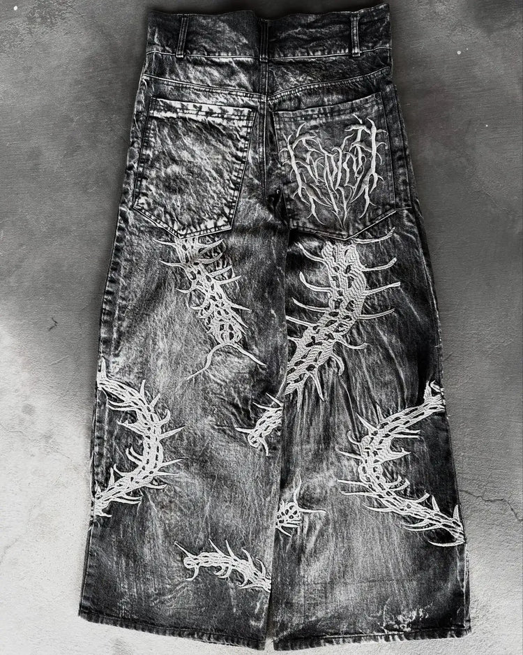 Jeans Boot Cut Retrò Miss Me da Donna, Nuovi Jeans Blu Y2K con Tasche Ricamate, Stile Hip Hop Harajuku Gotico, Pantaloni Larghi Streetwear