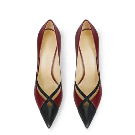 Scarpe da banchetto slip-on con tacco alto in pelle bianca opaca patchwork con punta a punta e tacchi a spillo bassi platinumshop