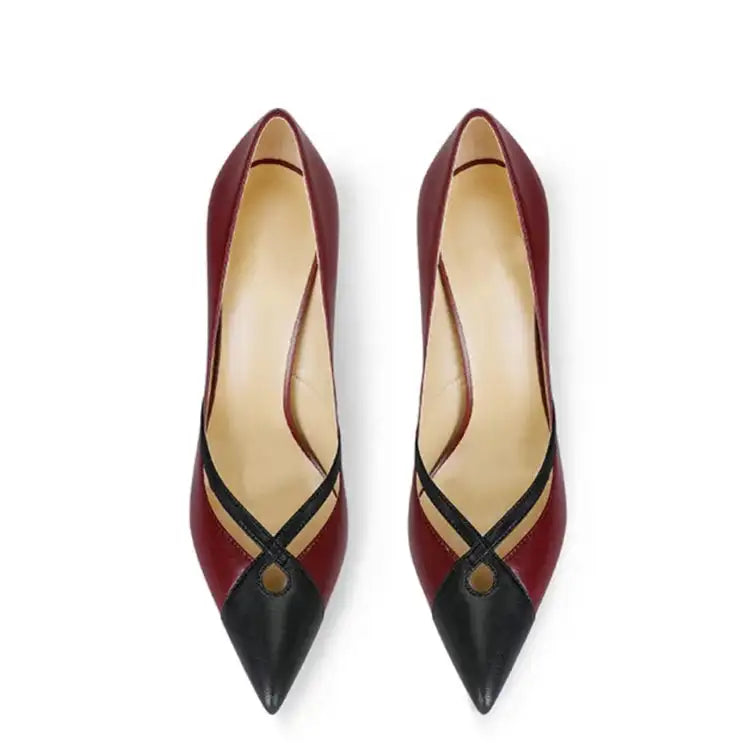 Scarpe da banchetto slip-on con tacco alto in pelle bianca opaca patchwork con punta a punta e tacchi a spillo bassi platinumshop