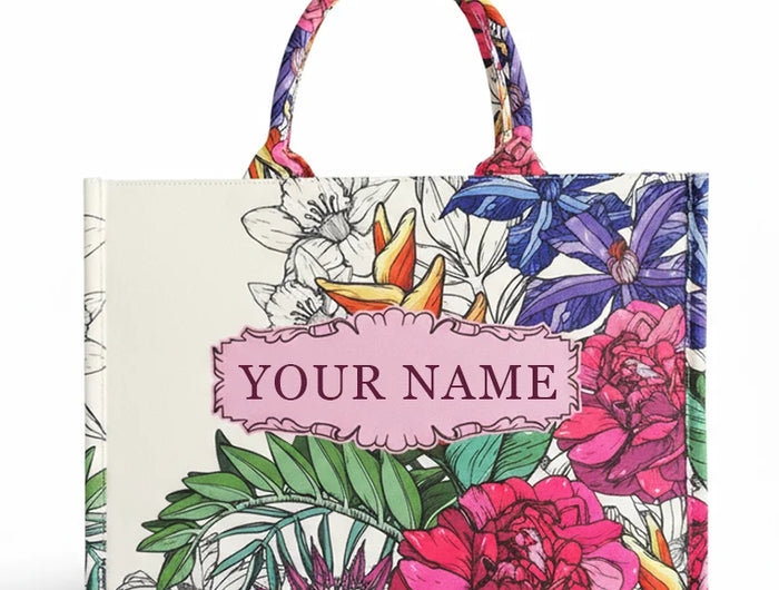 New 2026 Women's Personalized Tote Bag, Printed Canvas Handbag, Large Capacity Beach Bag