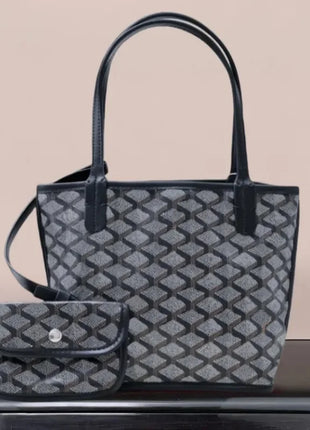 Borsa da Shopping in Vera Pelle di Alta Qualità per Donna, 20cm, Set di 2 Pezzi con Piccolo Portamonete