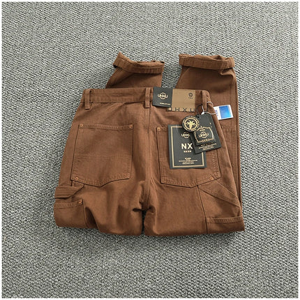 2025 Spring and Autumn New American Retro Heavyweight Patchwork Cargo Pants Men's Fashion Multi-pocket Casual Loose Trousers