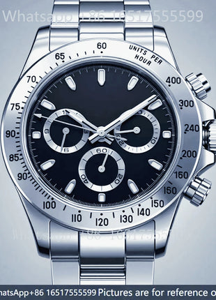 Orologi Meccanici Automatici di Lusso da Uomo 40mm, Cinturino in Acciaio Inossidabile Spazzolato, Elegante Quadrante Panda Nero Blu, Luminoso a Lunga Durata