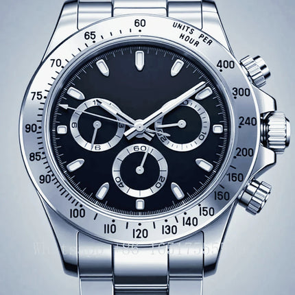 Orologi Meccanici Automatici di Lusso da Uomo 40mm, Cinturino in Acciaio Inossidabile Spazzolato, Elegante Quadrante Panda Nero Blu, Luminoso a Lunga Durata