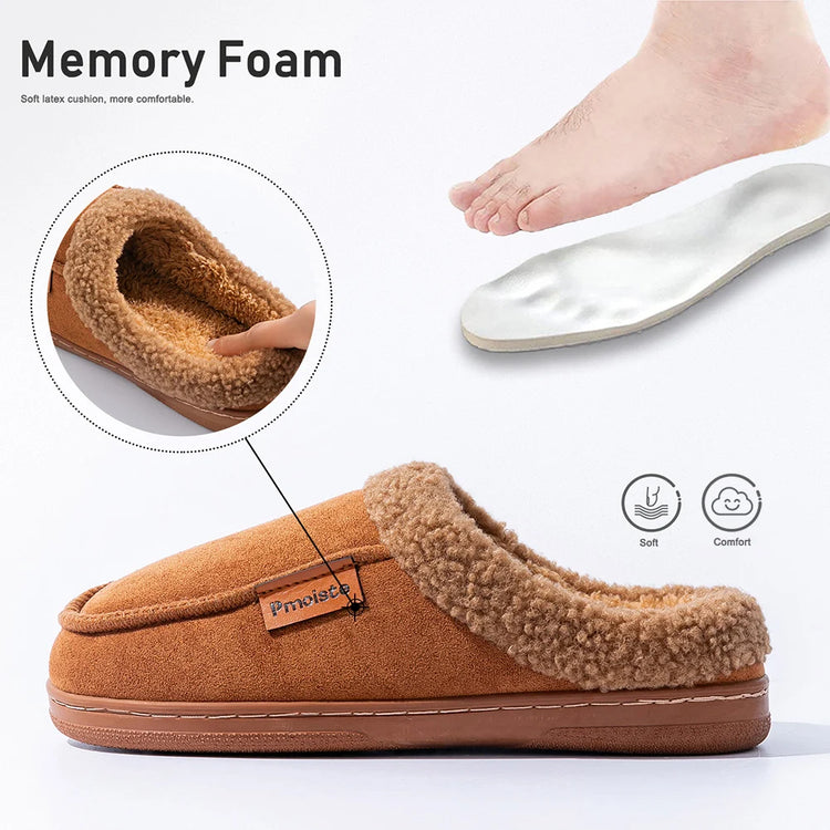 Winter Warm Men's Slippers TPR Sole Memory Foam Pad Antiskid Soft Comfortable Flat Bottom Men's Indoor Shoes