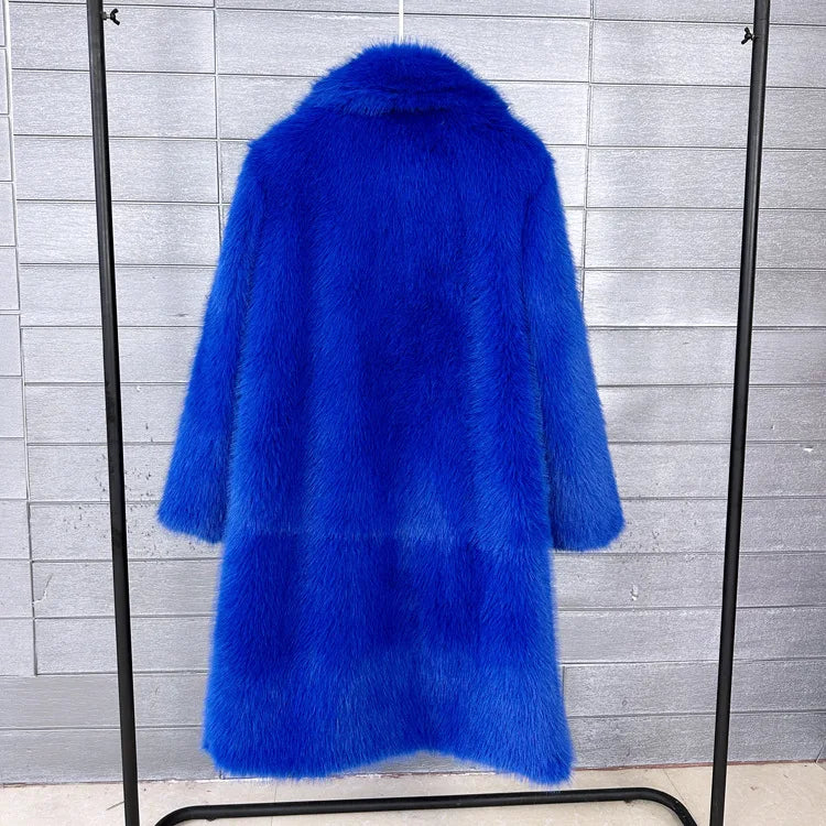 ZADORIN 100cm Long Fluffy White Black Faux Fur Coat Woman Clothing Winter Lapel Faux Fur Top Jackets for Women Jacket Outerwears