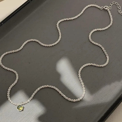 Popular Silver Colour Sparkling Clavicle Chain Choker Necklace Collar For Women Fine Jewelry Wedding Party Birthday Gifts 2023 PlatiNum