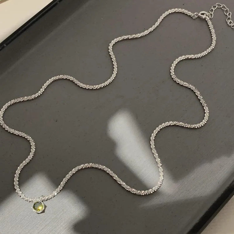 Popular Silver Colour Sparkling Clavicle Chain Choker Necklace Collar For Women Fine Jewelry Wedding Party Birthday Gifts 2023 PlatiNum
