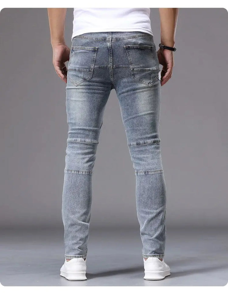 Men's Casual Jeans Vintage Straight Leg Elastic Slim Fit Autumn Winter Sweatpants Trousers Skinny Y2k Jeans Men's Cargo Pants