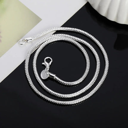 45-60cm Silver Color 1MM/2MM/3MM solid Snake Chain Necklace For Men Women Fashion Jewelry for pendant free shipping PlatiNum
