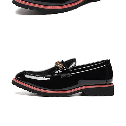 Scarpe da Uomo Trendy, Mocassini di Design con Catena Metallica, Scarpe Eleganti da Lavoro, Nuove Scarpe Casual in Pelle Slip-on, Scarpe da Cerimonia