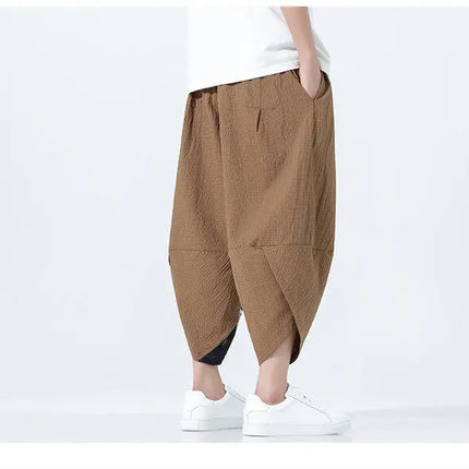 Pantaloncini estivi da uomo stile giapponese retrò comodi pantaloni da spiaggia traspiranti da uomo cintura elastica pantaloni casual Harun larghi e sottili