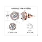 JewelryPalace Moissanite D Color Total 1ct Round 925 Sterling Silver Halo Stud Earrings for Woman Yellow Gold Rose Gold Plated PlatiNum