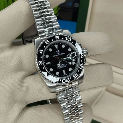 Nuovo Orologio Meccanico Automatico PAGANI DESIGN GMT 2026 per Uomo, Ghiera in Ceramica, Impermeabile 100ATM, Orologio Sportivo Nautico da Immersione, Orologio da Polso Maschile in Acciaio Inossidabile + Reloj Hombre + Scatol