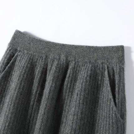 100% Cashmere Skirt Women's Clothes Over Knees Knitwear New Collection High Quality Autumn Winter Soft Warm Straight Long Skirt PlatiNum