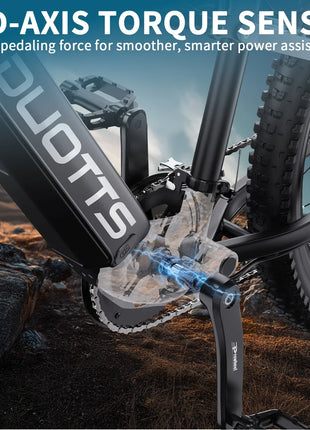 DUOTTS E29 E-bike con Motore 250W, Batteria al Litio 48V 13.5Ah, Bicicletta Elettrica con Pneumatici Fat da 27.5 Pollici, Velocità Fuoristrada 25 km/h