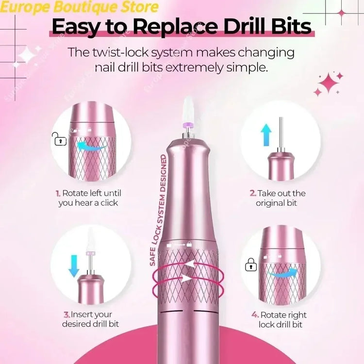 2026 Pro Specialist Electric Nail Refiner 40000RPM LCD Digital Nail Drill Machine Pack For Acrylic Gel Nails Salon Manicure Instrument