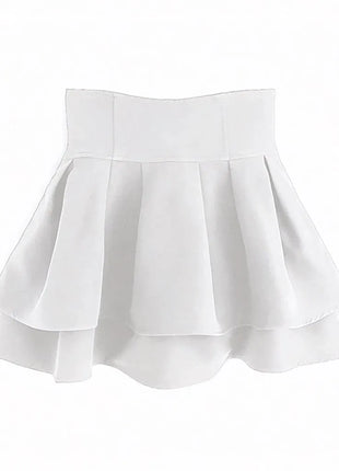 Minigonna a balze Lautaro Primavera Estate Nera Dolce Carina Kawaii a Vita Alta da Donna, Abbigliamento Cutecore Stile Giapponese Moda