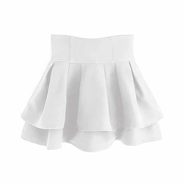 Minigonna a balze Lautaro Primavera Estate Nera Dolce Carina Kawaii a Vita Alta da Donna, Abbigliamento Cutecore Stile Giapponese Moda