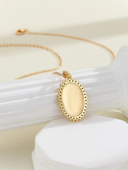 YYD Collana con ciondolo jesu in zirconi color rame alla moda per gioielli da donna, regalo, catena in acciaio inossidabile impermeabile