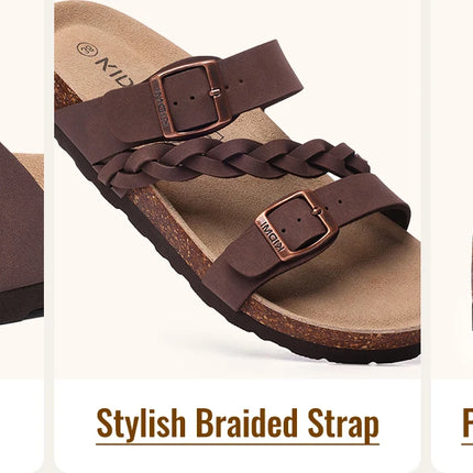 Crestar Sandali con pedana in sughero da donna Sandali scorrevoli slip-on con fibbia alla moda da donna Nuove pantofole comode estive con supporto per l'arco plantare