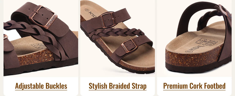 Crestar Sandali con pedana in sughero da donna Sandali scorrevoli slip-on con fibbia alla moda da donna Nuove pantofole comode estive con supporto per l'arco plantare