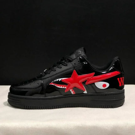 A BATHING APE Men All Black Shark BAPESTA Casual Plarfom Shoes Unisex Women Slip-Resistant Outdoor Soft Walking Sneakers