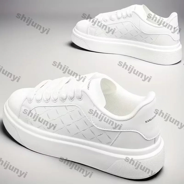 Fashion Concise Solid Flats 2026 Spring New Arrivals Men Casual Sport Shoes Increase Height Comfortable Platform Sneakers