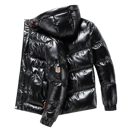 Casual Men's Thickened Parka Windproof Fashion Shiny Coats Men Hood Warm Hip HOP Winter Overcoat Men's Cotton-padded Parkas