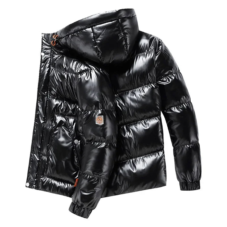 Casual Men's Thickened Parka Windproof Fashion Shiny Coats Men Hood Warm Hip HOP Winter Overcoat Men's Cotton-padded Parkas