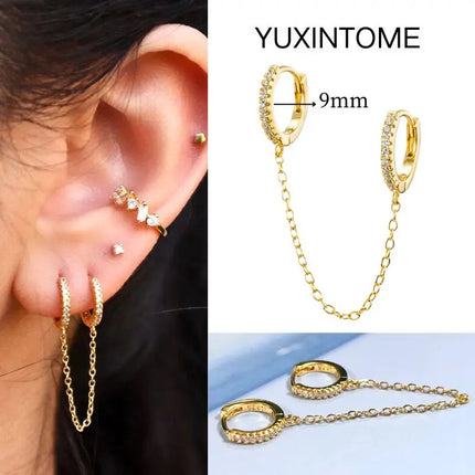 White Color Zircon Hoop Earrings 925 Sterling Silver Needle Cross/Star/Flower/Water Drop Pendant Gold Earrings Luxury Jewelry PlatiNum