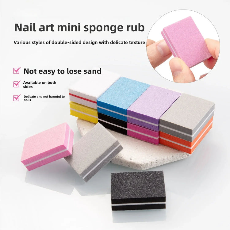 50pcs Lot Two-sided Mini Nail File Blocks Colorful Sponge Nail Buffer Block Nail Polishing Manicure Tools 100/180 Grit Wholesale 2026