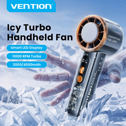 Ventilatore Portatile Vention Turbo con Raffreddamento Superconduttivo, per Campeggio, 11000 RPM, Velocità Regolabile, Display LED Digitale