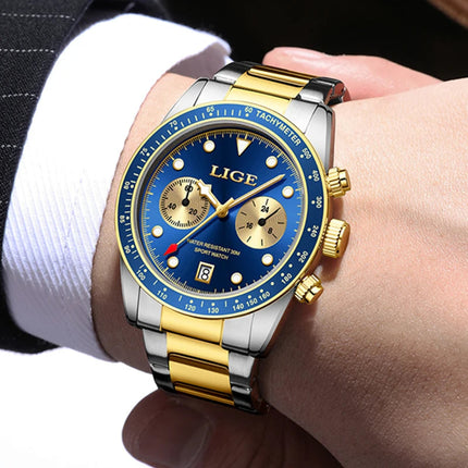LIGE Nuovi orologi da uomo Orologi da polso al quarzo da uomo di lusso delle migliori marche Cronografo sportivo impermeabile e luminoso Relogio Masculino+BOX platinumshop